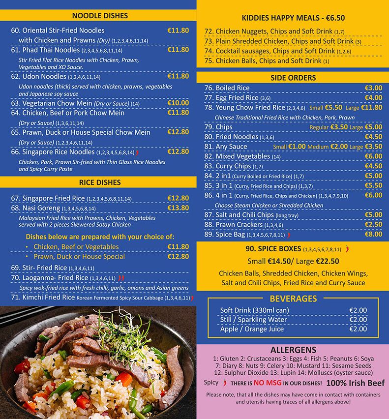 Takeaway menu