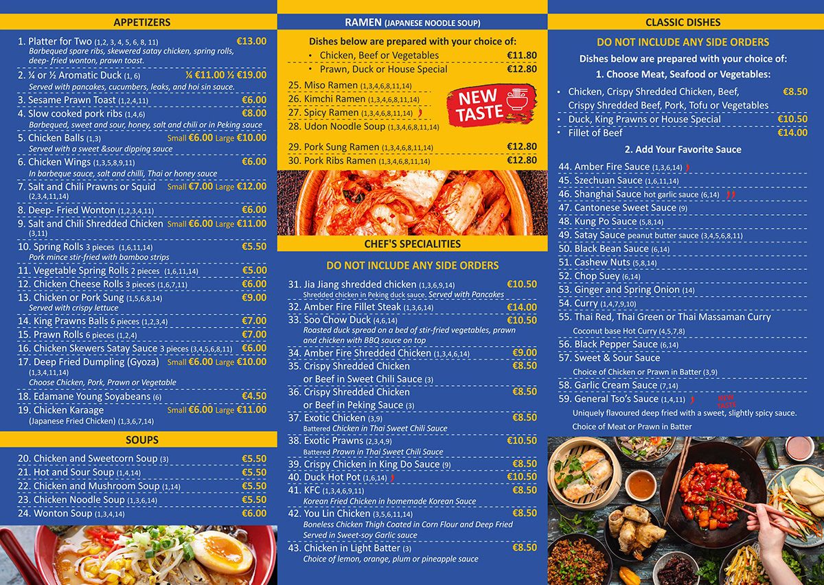 Takeaway menu